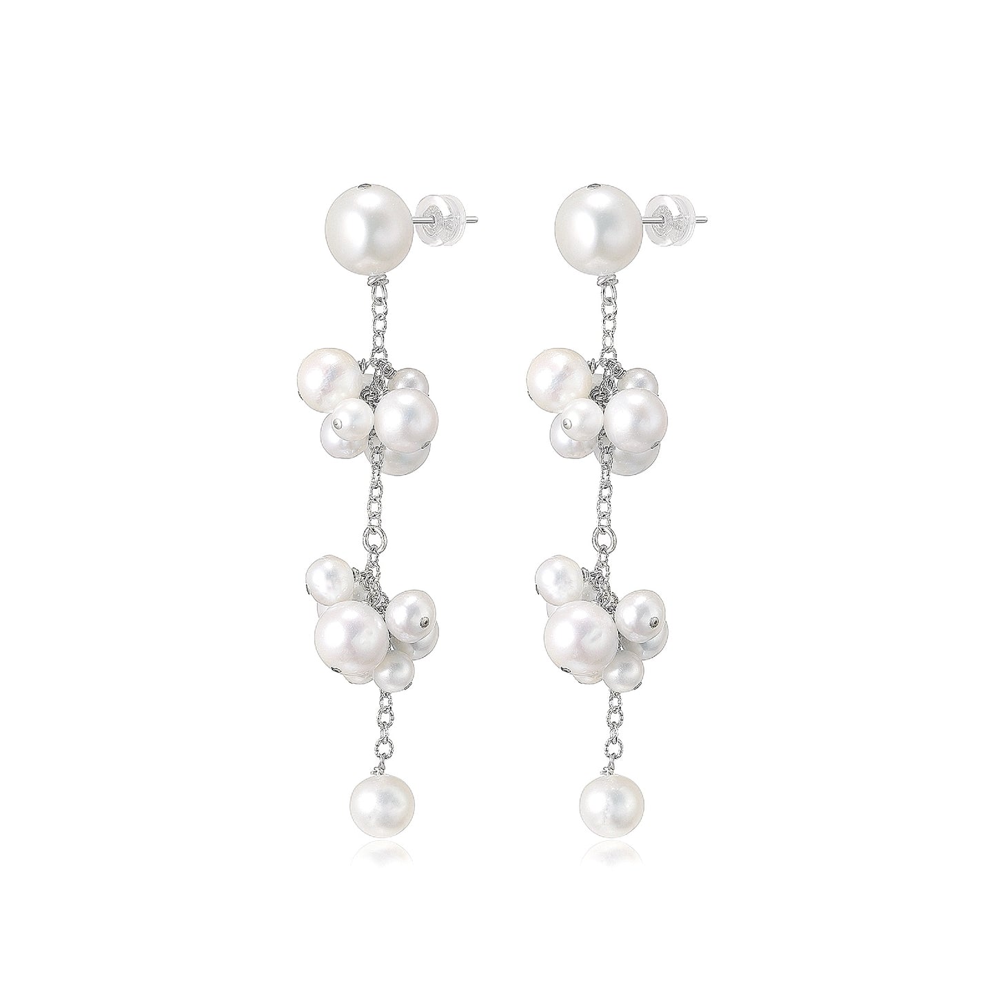 MEENA Pearl Cluster Dangle Earrings