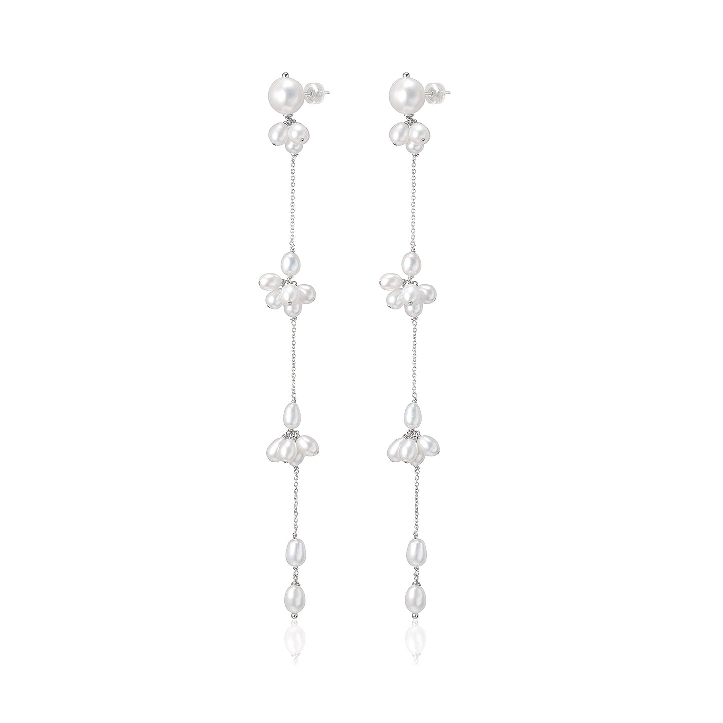 MAANVI Pearl Flower Dangle Earrings