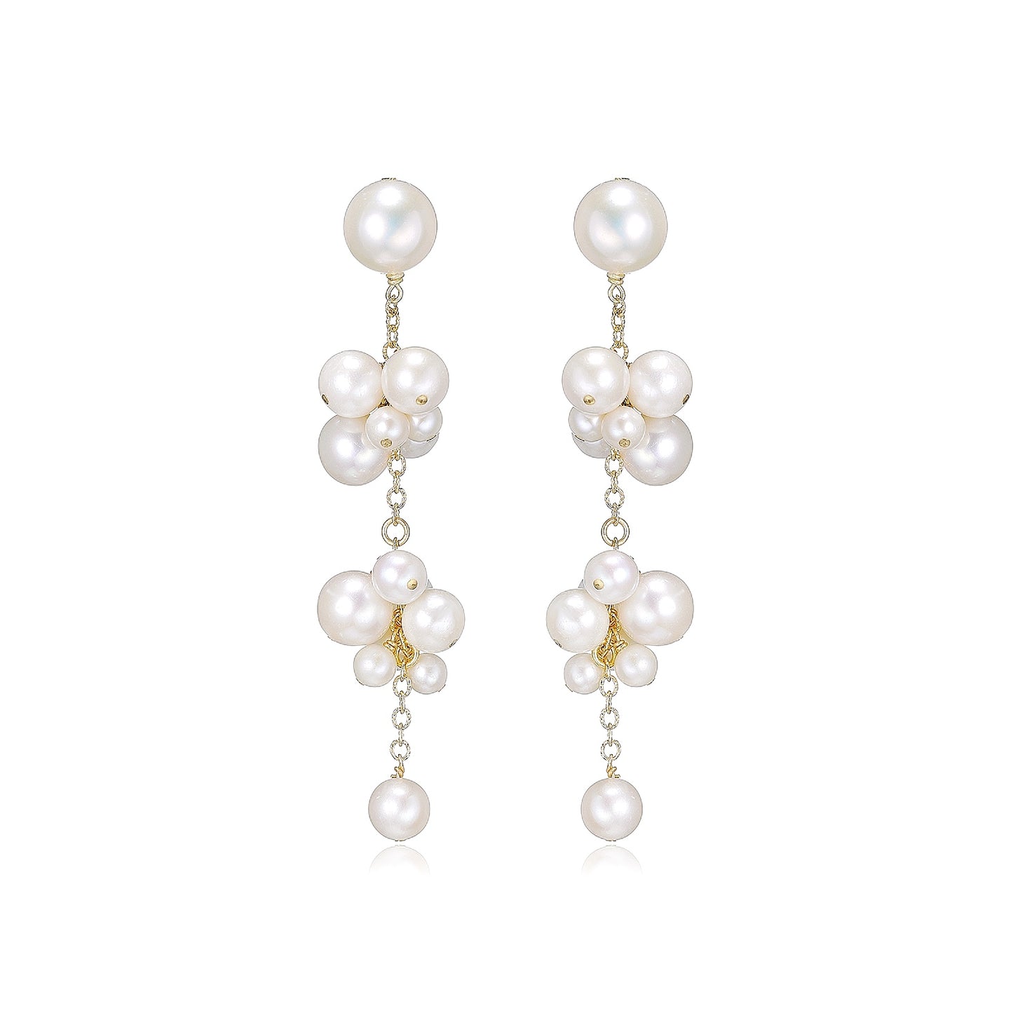MEENA Pearl Cluster Dangle Earrings