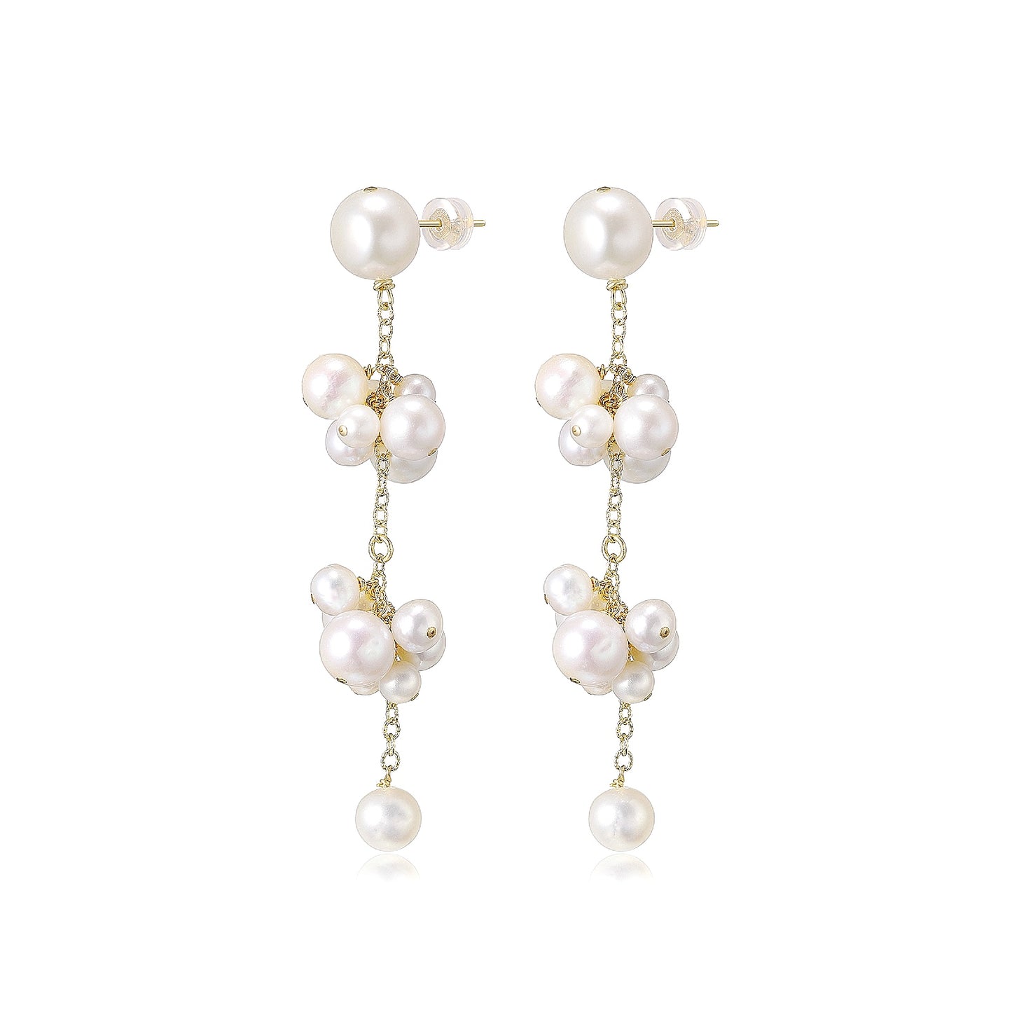 MEENA Pearl Cluster Dangle Earrings