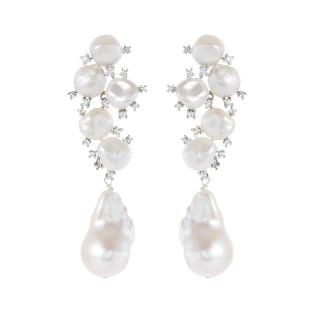 MINERVA Baroque Pearl & Zircon Drop Earrings