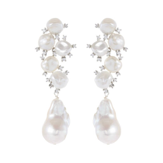 MINERVA Baroque Pearl & Zircon Drop Earrings