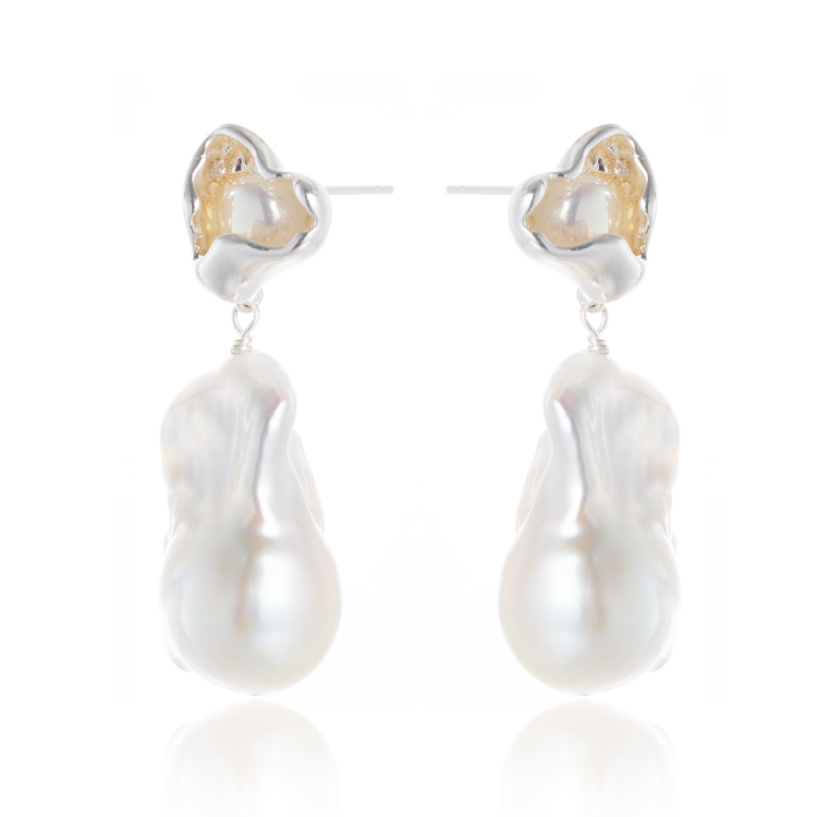 MIRA I Huge Baroque Pearl Heart Drop Earrings