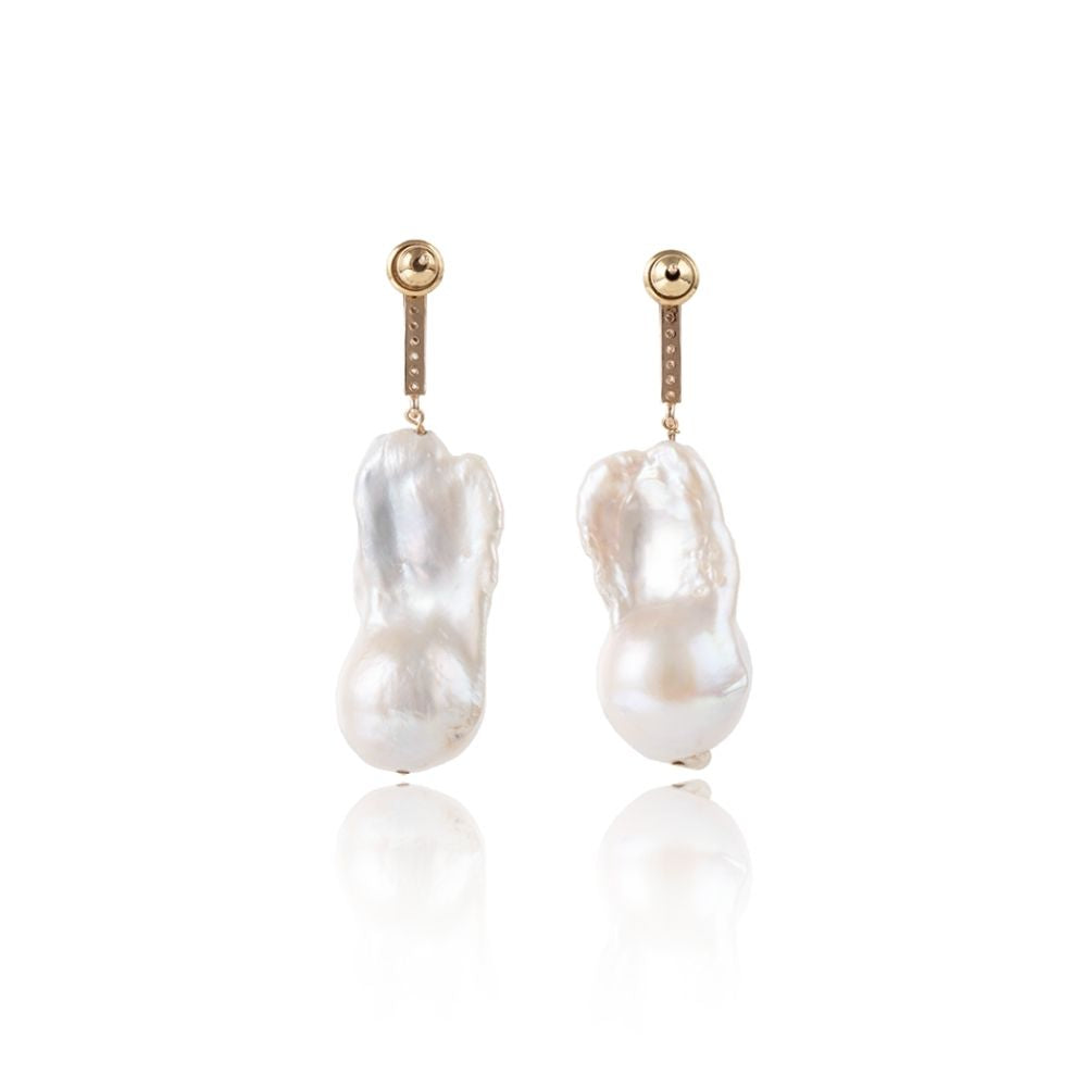 LYRA Pavé Zircon Baroque Pearl Drop Earrings