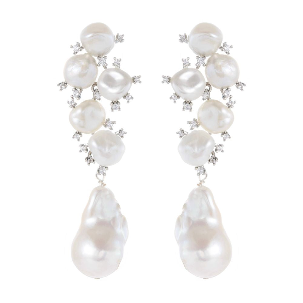 MINERVA Baroque Pearl & Zircon Drop Earrings