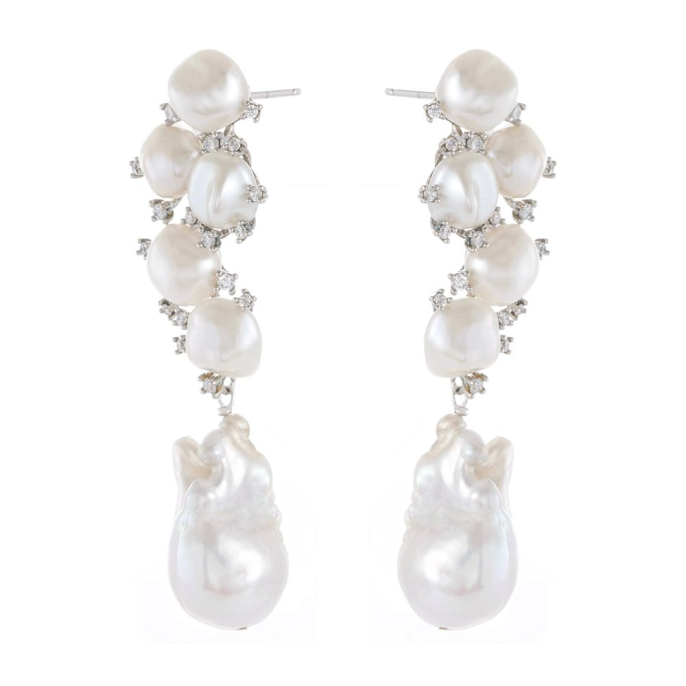 MINERVA Baroque Pearl & Zircon Drop Earrings