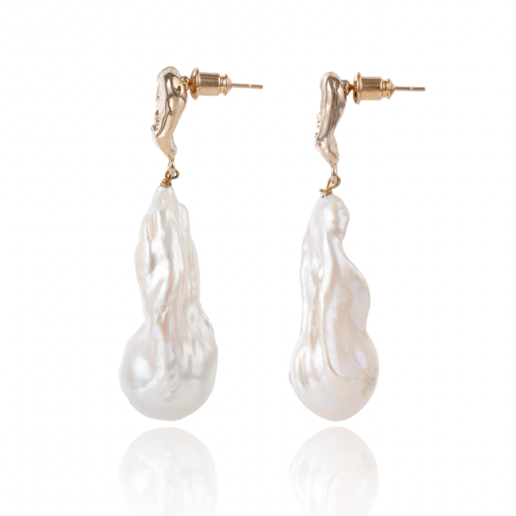 TERRA Molten Gold Nugget Baroque Pearl Drop Earrings