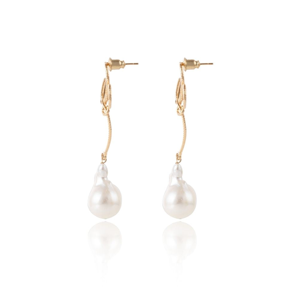 MINNA Wire Clover Baroque Pearl Dangle Earrings