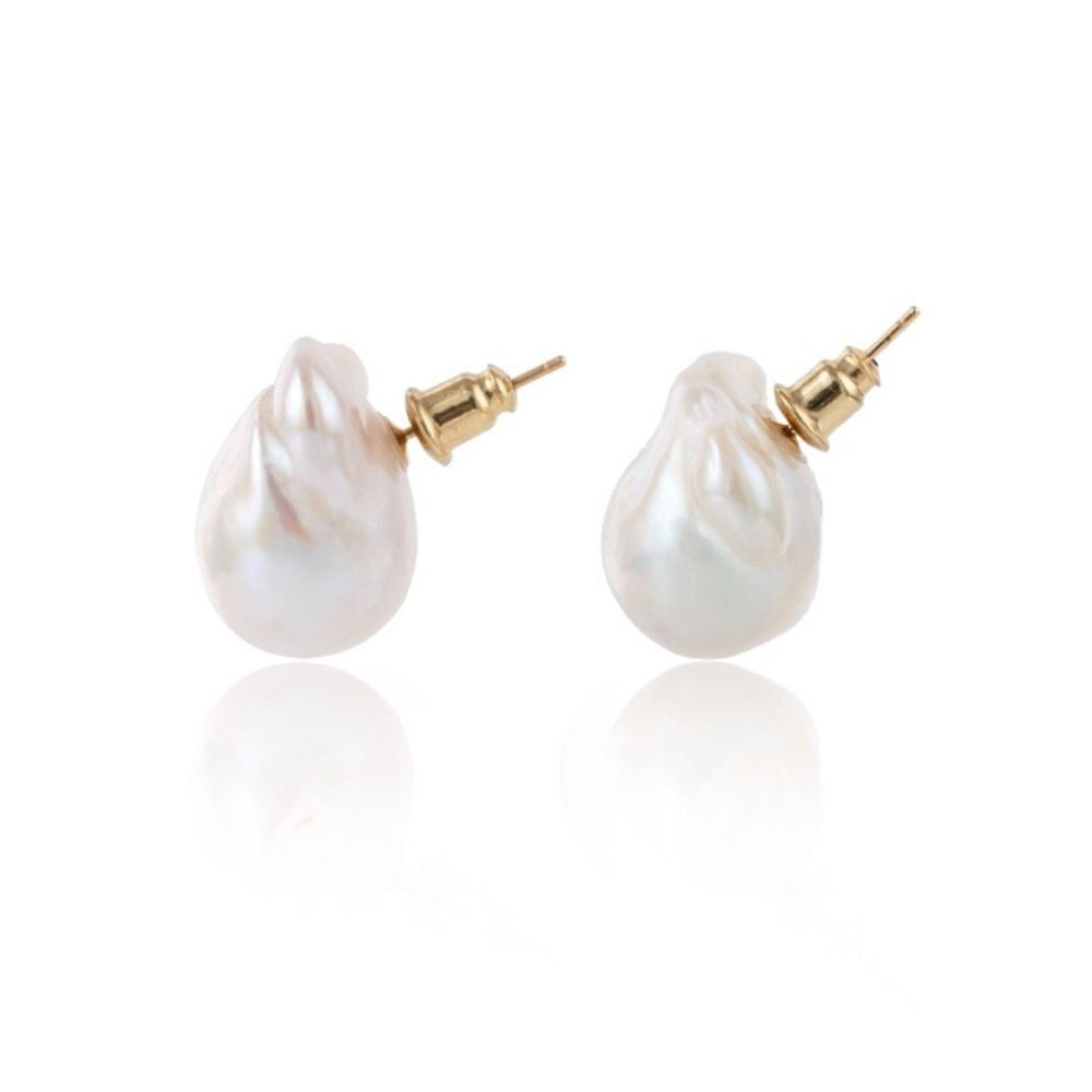NUDA Large Baroque Pearl Stud Earrings