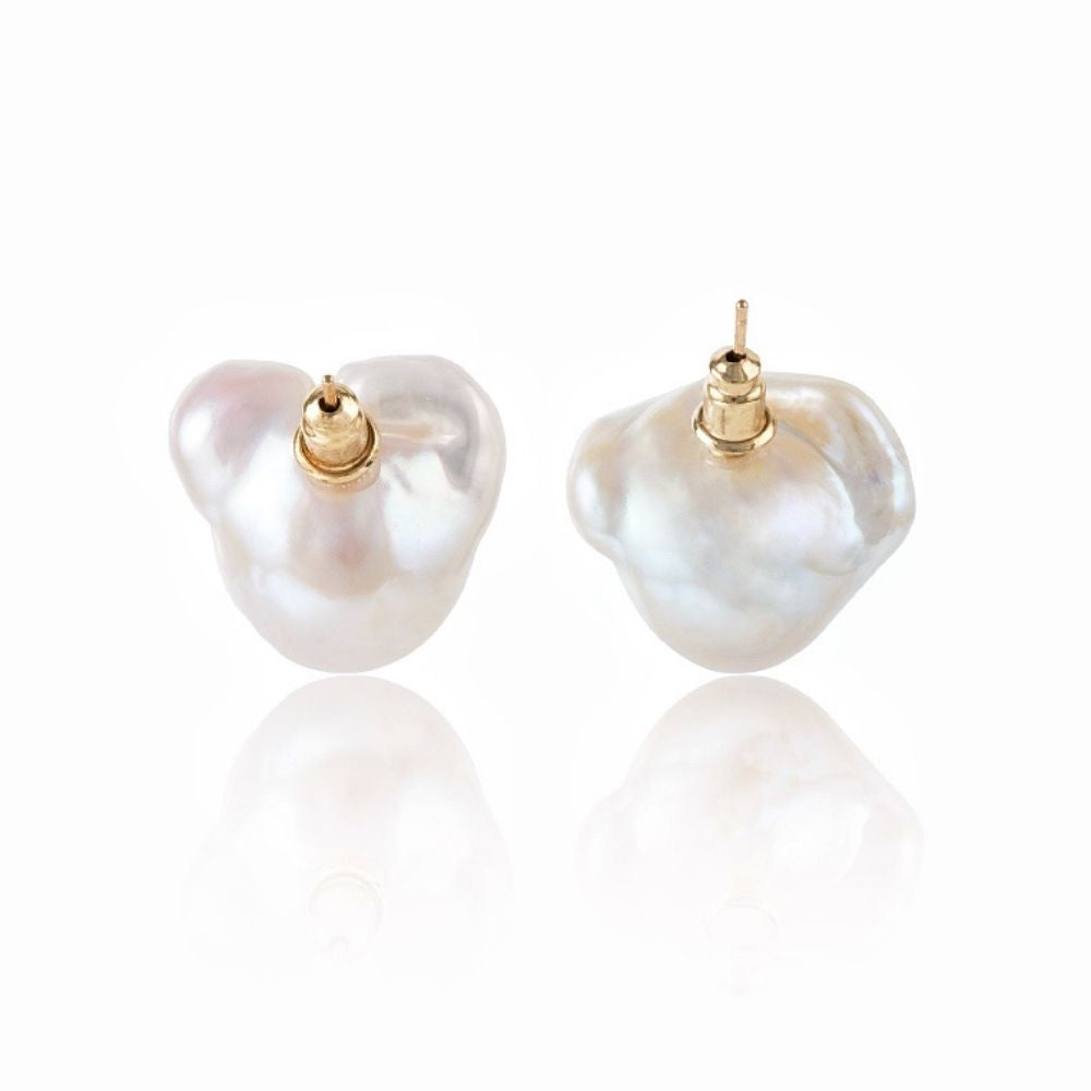 NUDA Large Baroque Pearl Stud Earrings