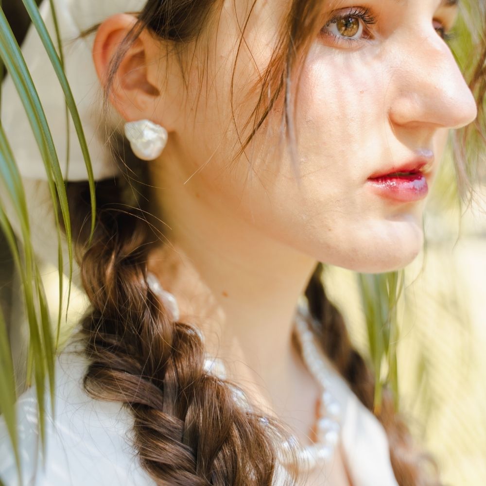 NUDA Large Baroque Pearl Stud Earrings